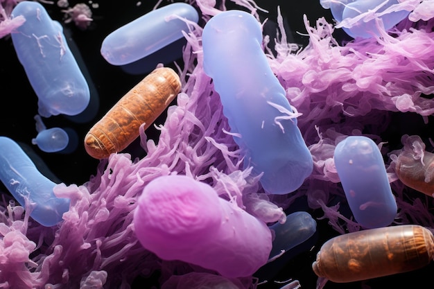 Foto bacteriën, virussen en schimmels worden in deze afbeelding ai getoond