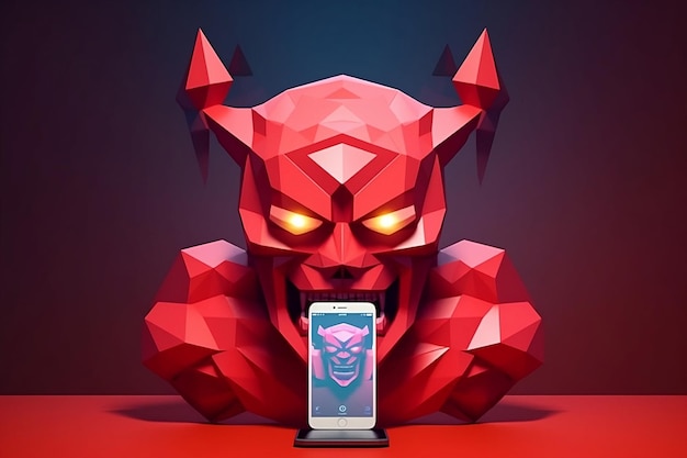 bad ai controlling world with devil with 3d render image graphic illustration generative AI