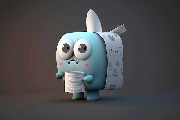 Bad bunny toilet paper cute_cartoon character, generative ai