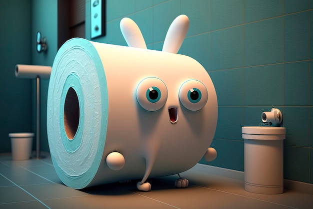 Bad bunny toiletpapier cute_cartoon karakter, generatieve ai