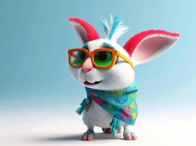 Bad bunny on white background pixar style