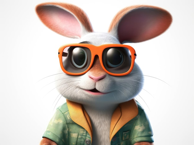 Bad bunny on white background pixar style