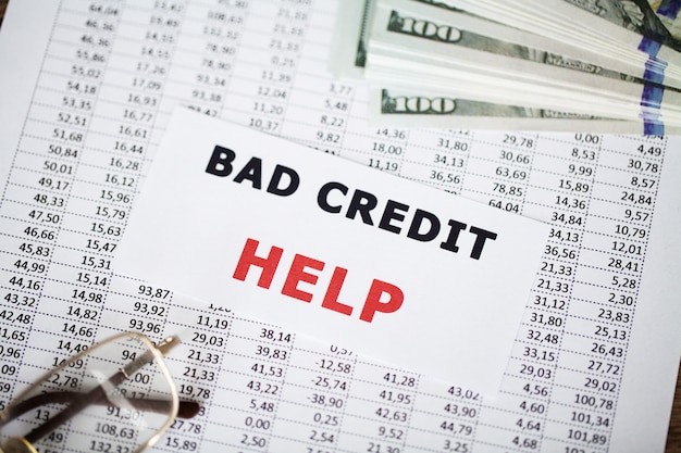 Bad credit written on white card