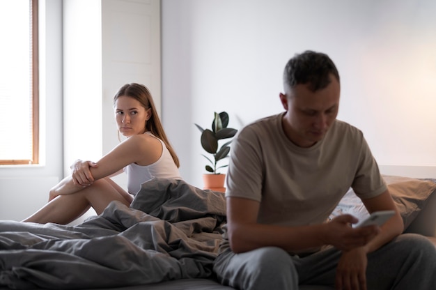 Photo bad sex concept with upset couple