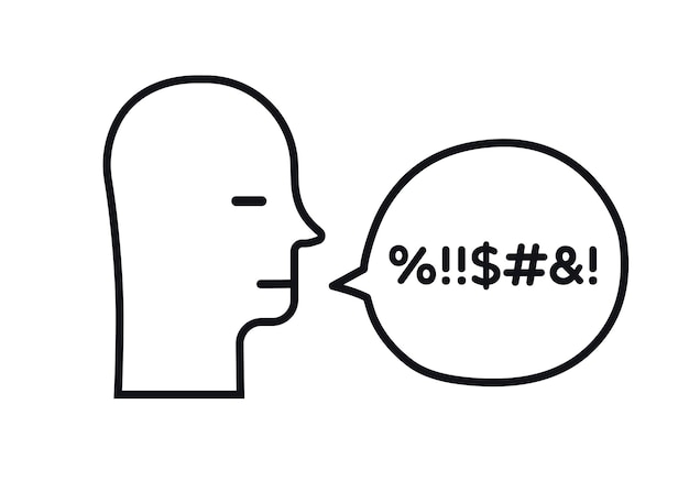 Bad swear talk man with bubble line style broken communication
concept illustration hand draw line style hard speaking abusing
talk depression stress discussion anxiety obscene behavior 10
eps