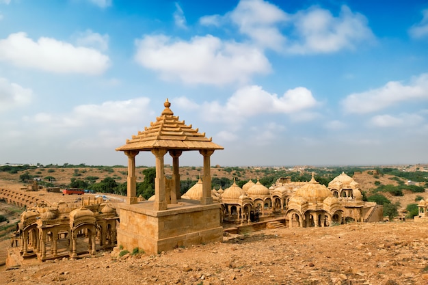 Bada Bagh cenotaphs Hindu tomb mausoleum . Jaisalmer, Rajasthan, India