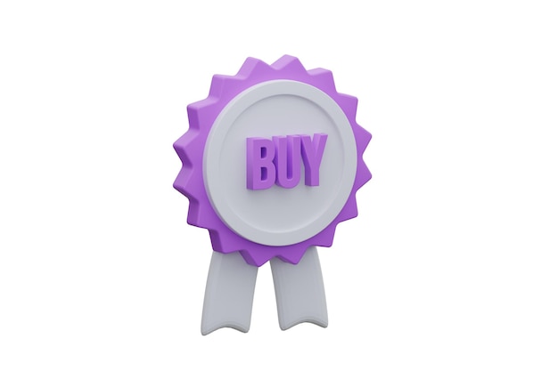 Badge buy isolate white background 3d rendering