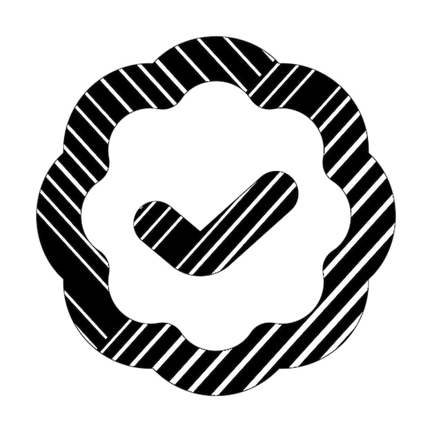 badge check icon black white diagonal lines