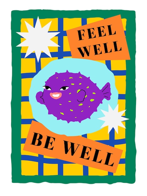 badge png purple fish design with positive quote