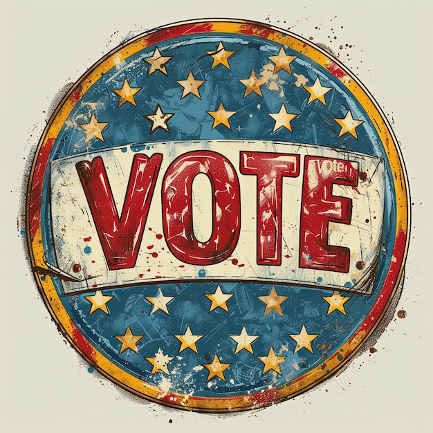 Badge voor de Amerikaanse presidentsverkiezingen en een label voor het stemmen Stem