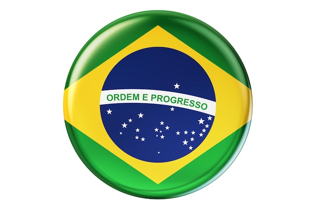 Photo badge with flag of brazil 3d rendering