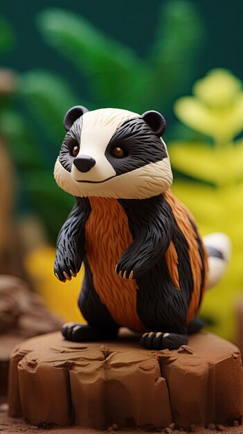 Badger Character craft with isolated studio background