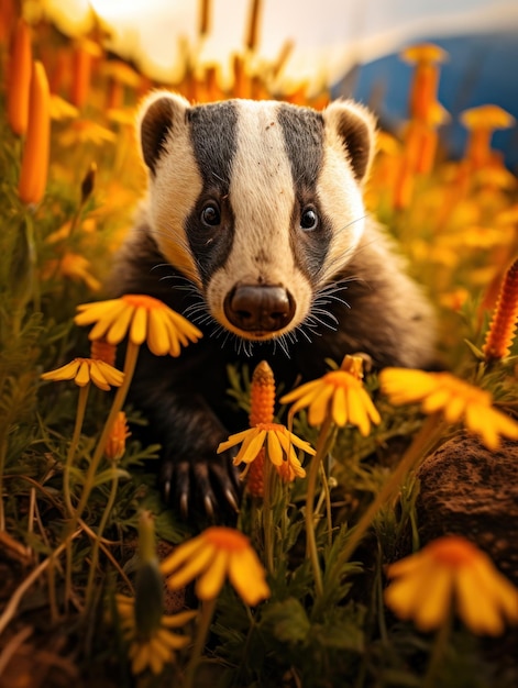 Badger in its Natural Habitat Wildlife Photography Generative AI