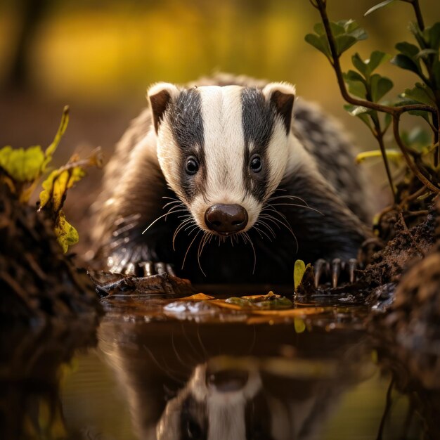 Badger in its Natural Habitat Wildlife Photography Generative AI