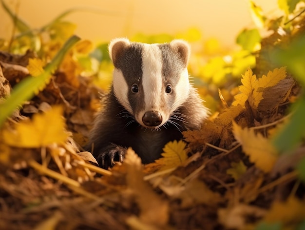 Badger in its Natural Habitat Wildlife Photography Generative AI