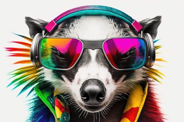 Badger Smilecore Medium Full Shot Punk Colorful Chromi Generative AI