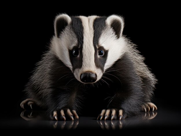 Photo badger studio shot isolated on clear black background generative ai