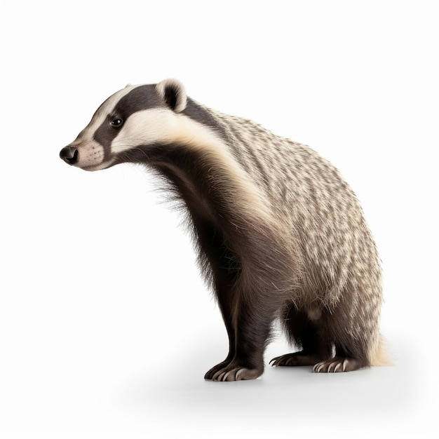 a badger that is white and has a brown tail.