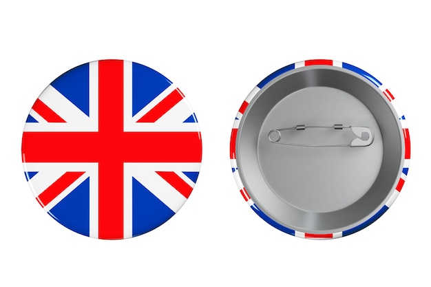 Badges met Britse vlag op een witte achtergrond