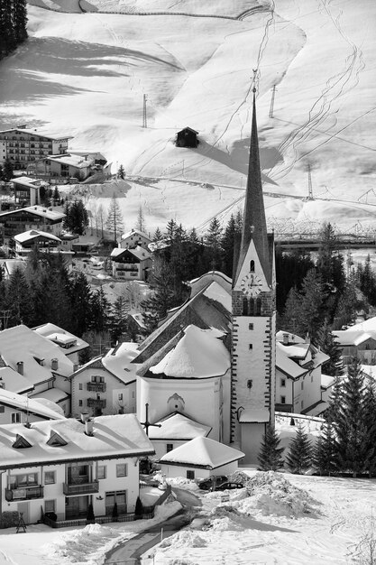 Badia Dolomites town aerial view