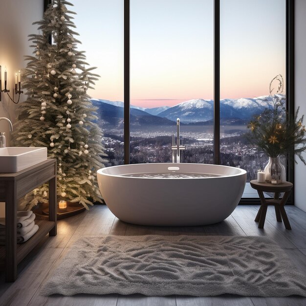 Badkamer in Europese stijl met een witte winterbadkuip