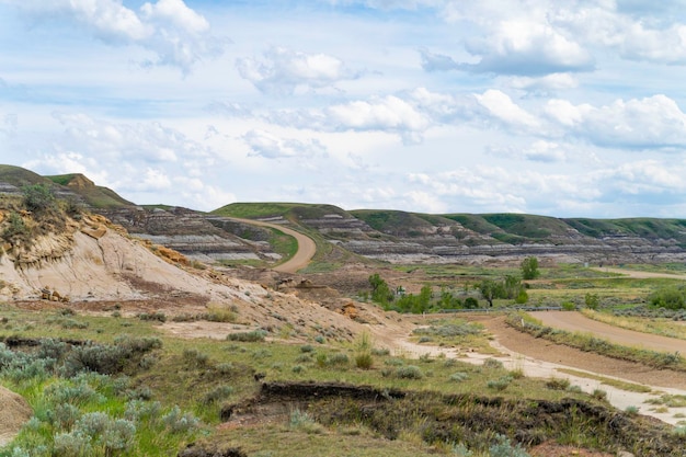 The badlands around Drumheller Alberta in Canada