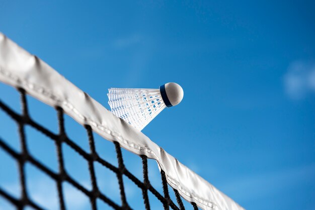 Badminton concept with shuttlecock and net