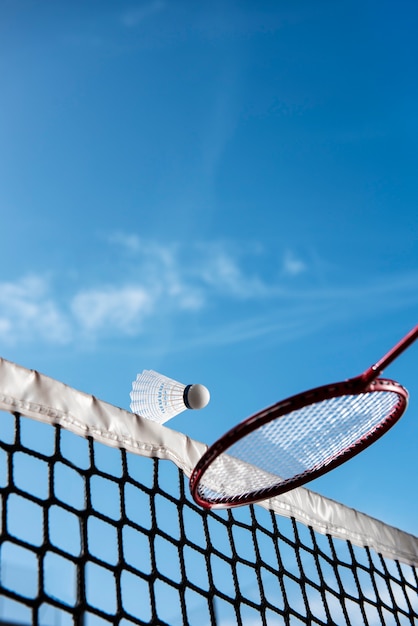 Badminton racket with shuttlecock