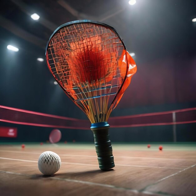 Badmintonconcept met dramatische verlichting