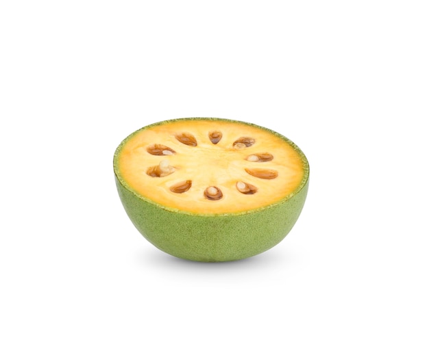 Bael fruits or wood apple fruit (Aegle marmelos) on a white background