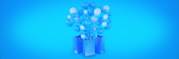 bag and balloons 3d rendering