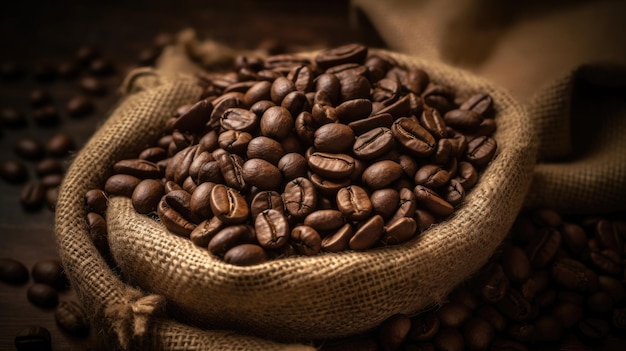 コーヒー豆の袋はコーヒー豆でいっぱいです。