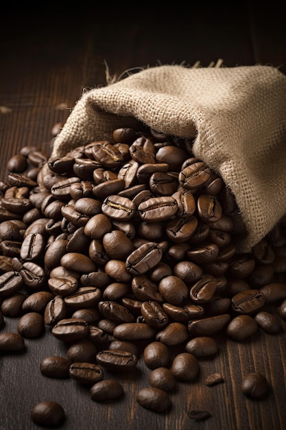 A bag of coffee beans is filled with coffee beans.