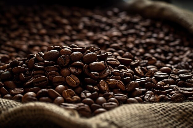 A bag of coffee beans with the word coffee on it