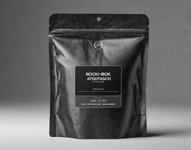 a bag of coffee on a grey background