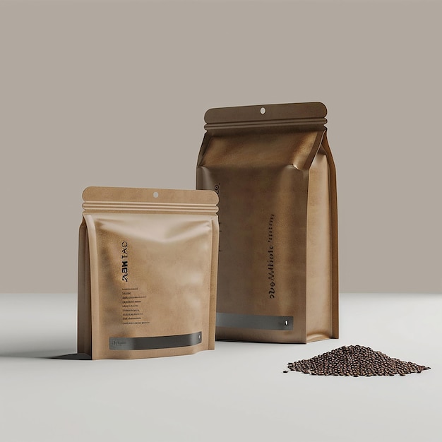 a bag of coffee sits next to a bag of coffee