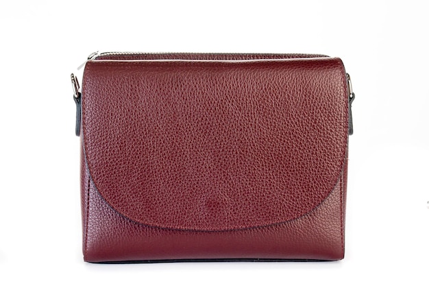 Bag fashion autumn clutch isolated on white leather