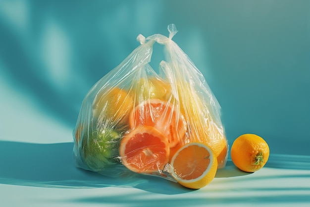Photo a bag of fruit with a plastic bag that says  grapefruit