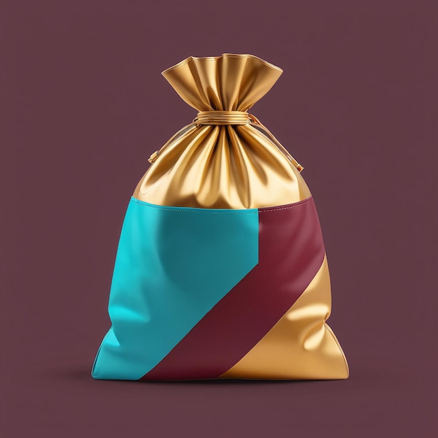 Photo a bag of gold and red and blue colors with a gold stripe