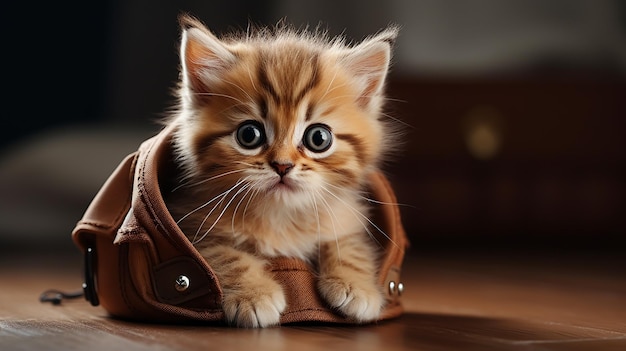 Photo bag and kitten cartoon illustration