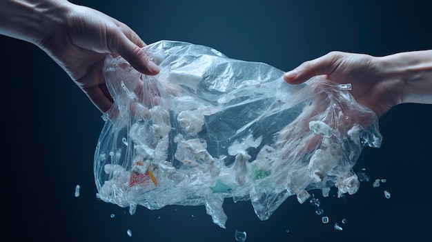 폐기물 이라는 단어 가 있는 플라스틱 가방