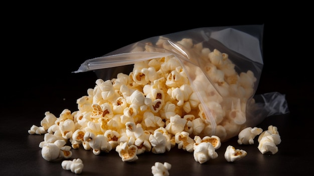 A bag of popcorn is filled with a bag of popcorn.