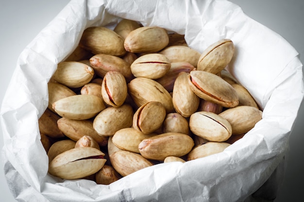 Bag Sicilian pistachios.closeup