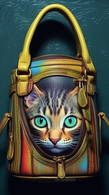 bag with cat face green eyes is shown 873925 46971