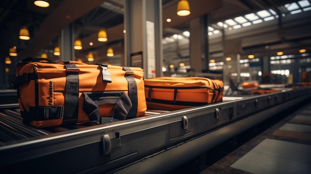 Bagage en koffers op een transportband op een luchthaventerminal