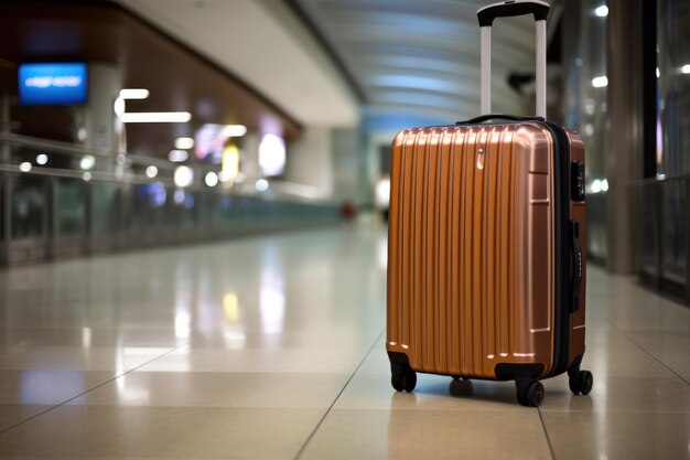 Bagage op de luchthaven Reistas koffer achtergelaten bij de lege terminal Generatieve AI