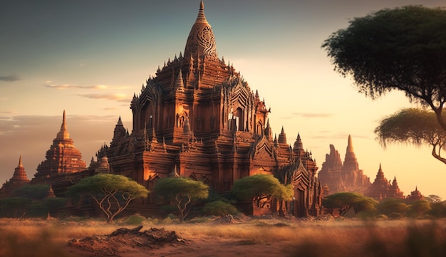 Баган Мьянма высокие храмы пагоды фотография изображение Ай создал искусство
