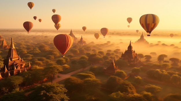 Bagan Myanmar Sunrise over the many beautiful