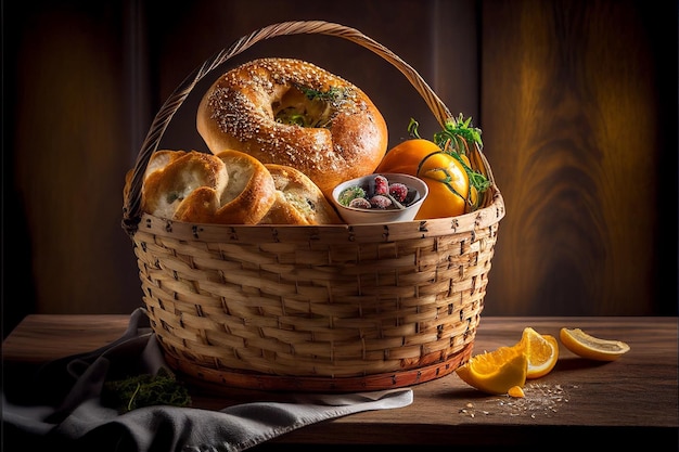 bagel in basket