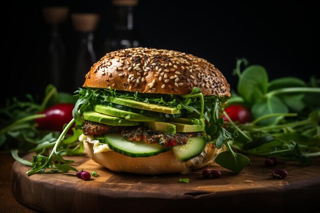 Photo bagel sandwiches with avocado